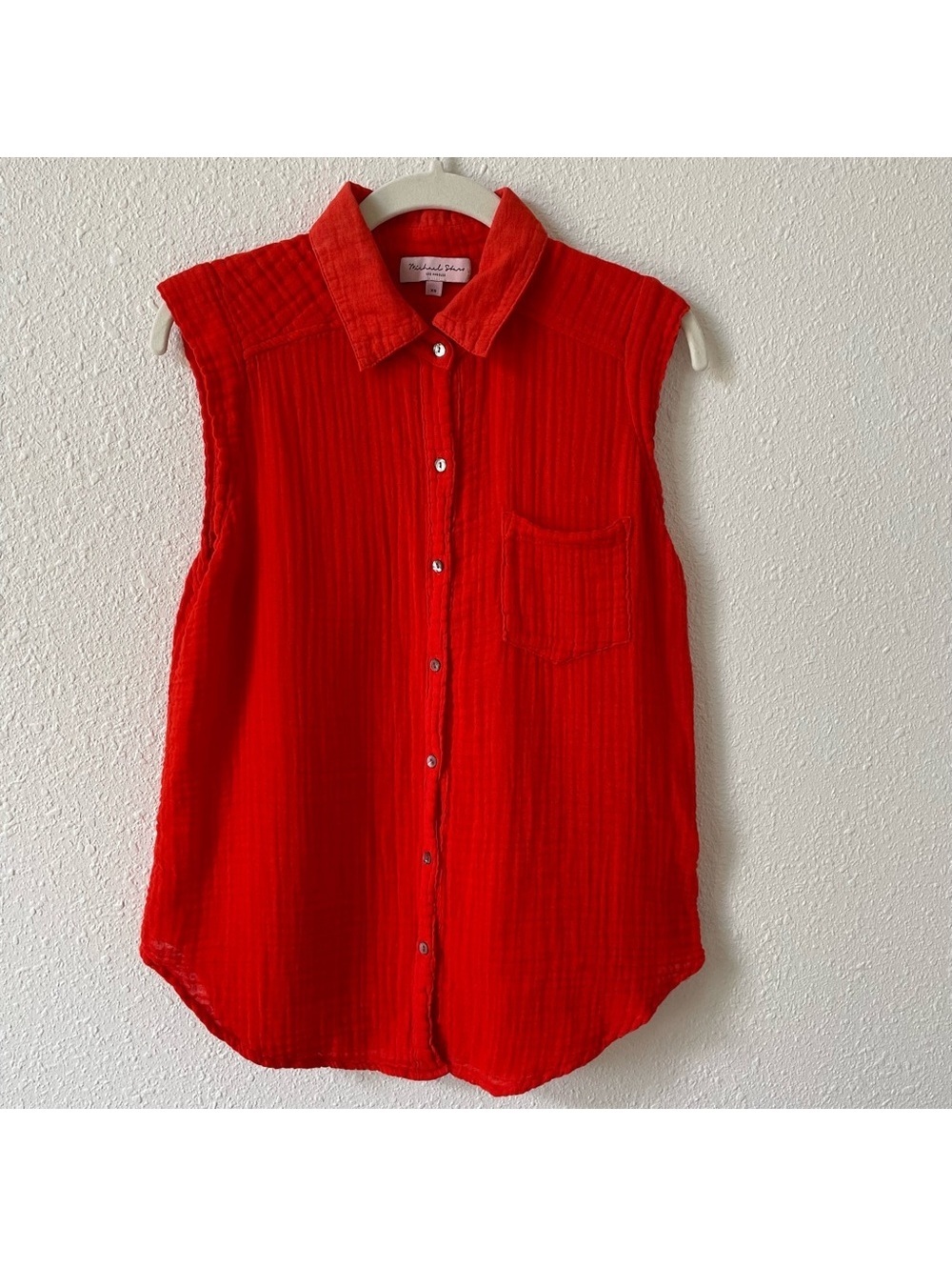 Michael Stars Monique Gauze Button Down Tank Top Tamale Size XS Coastal Colorful